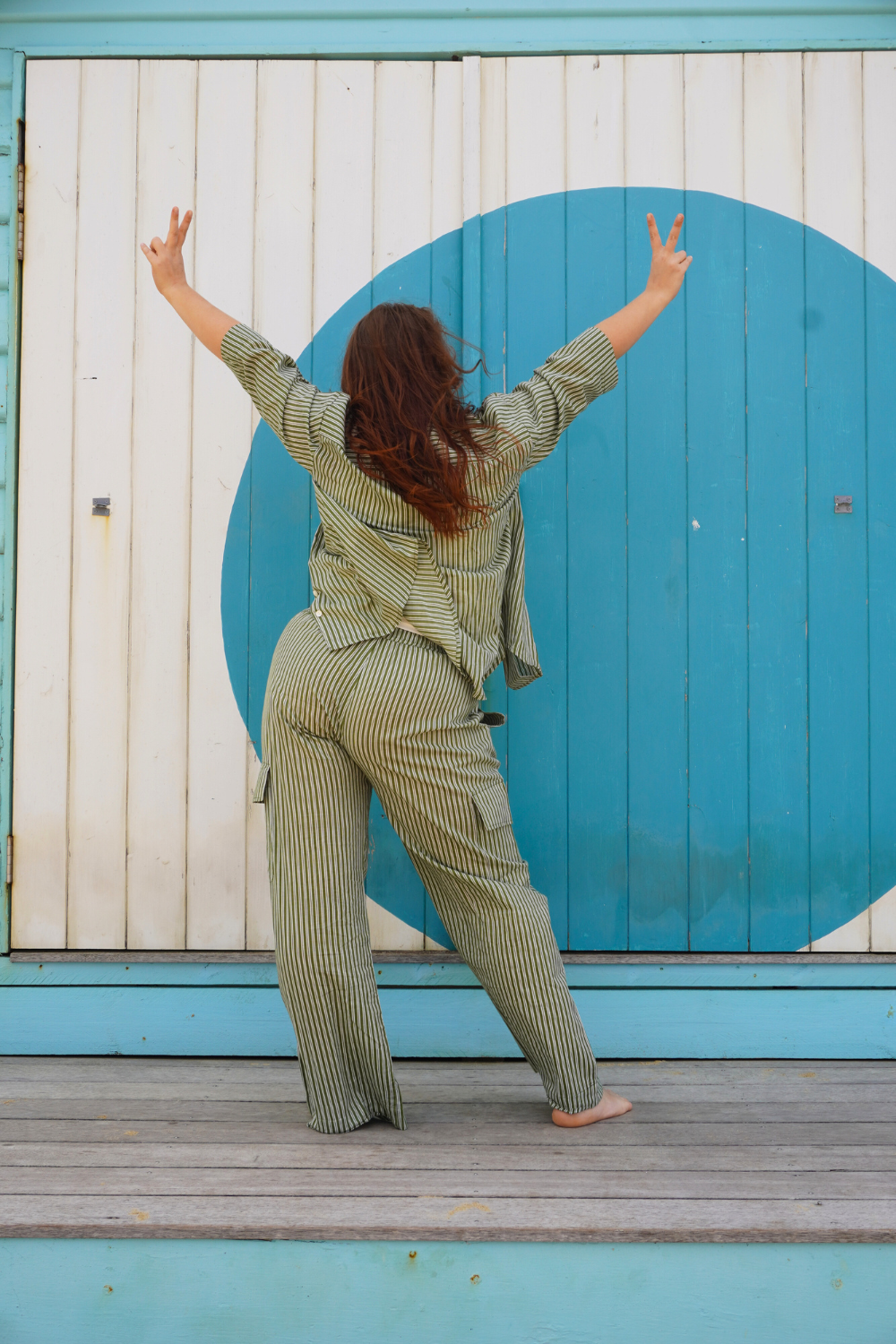 Saans Olive Stripe Set