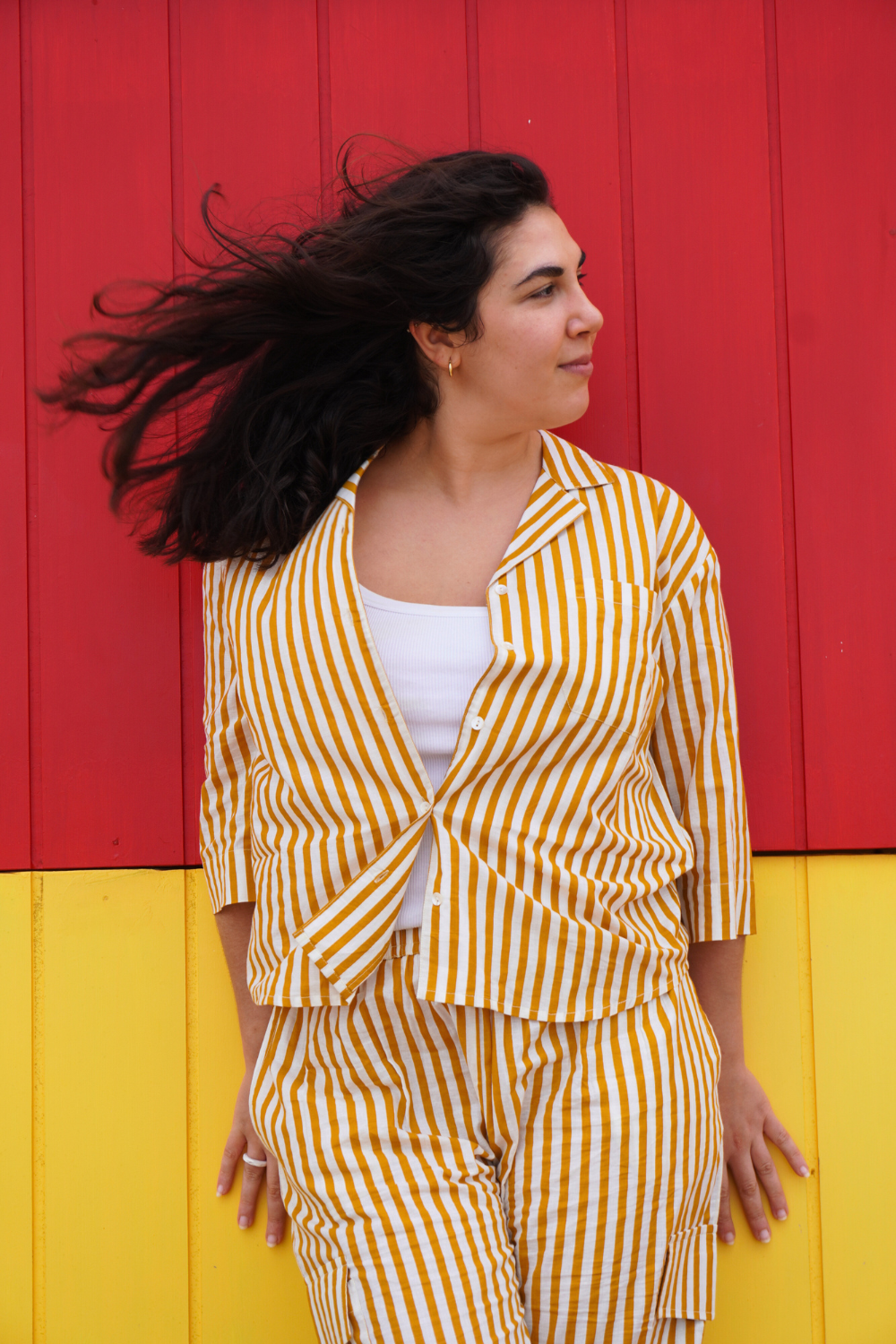 Saans Mustard Stripe Set