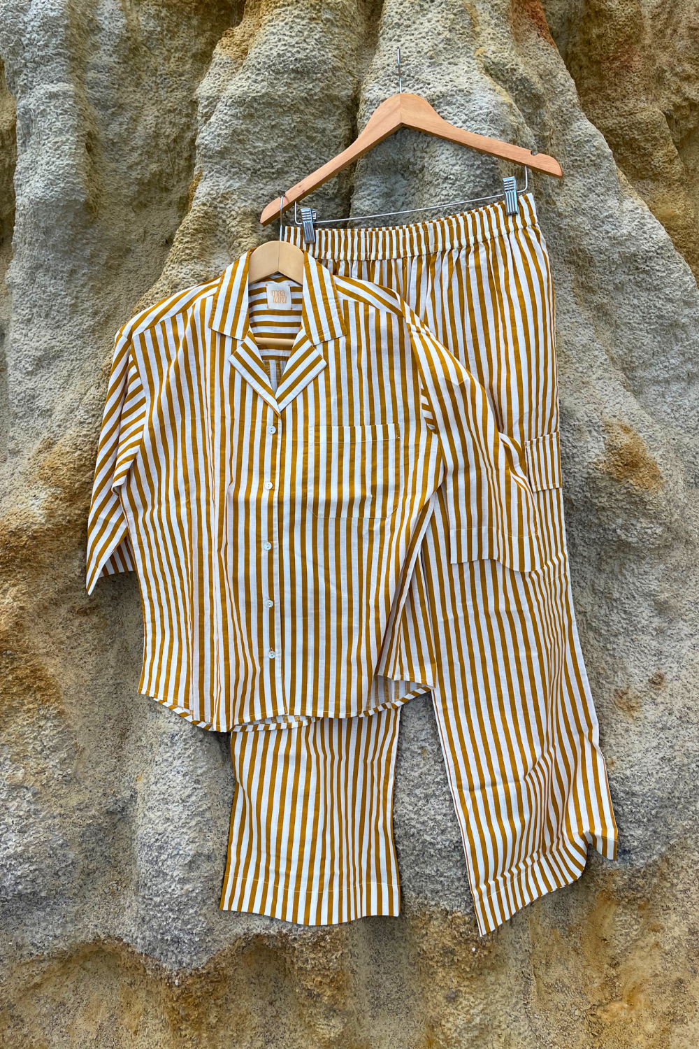 Saans Mustard Stripe Set