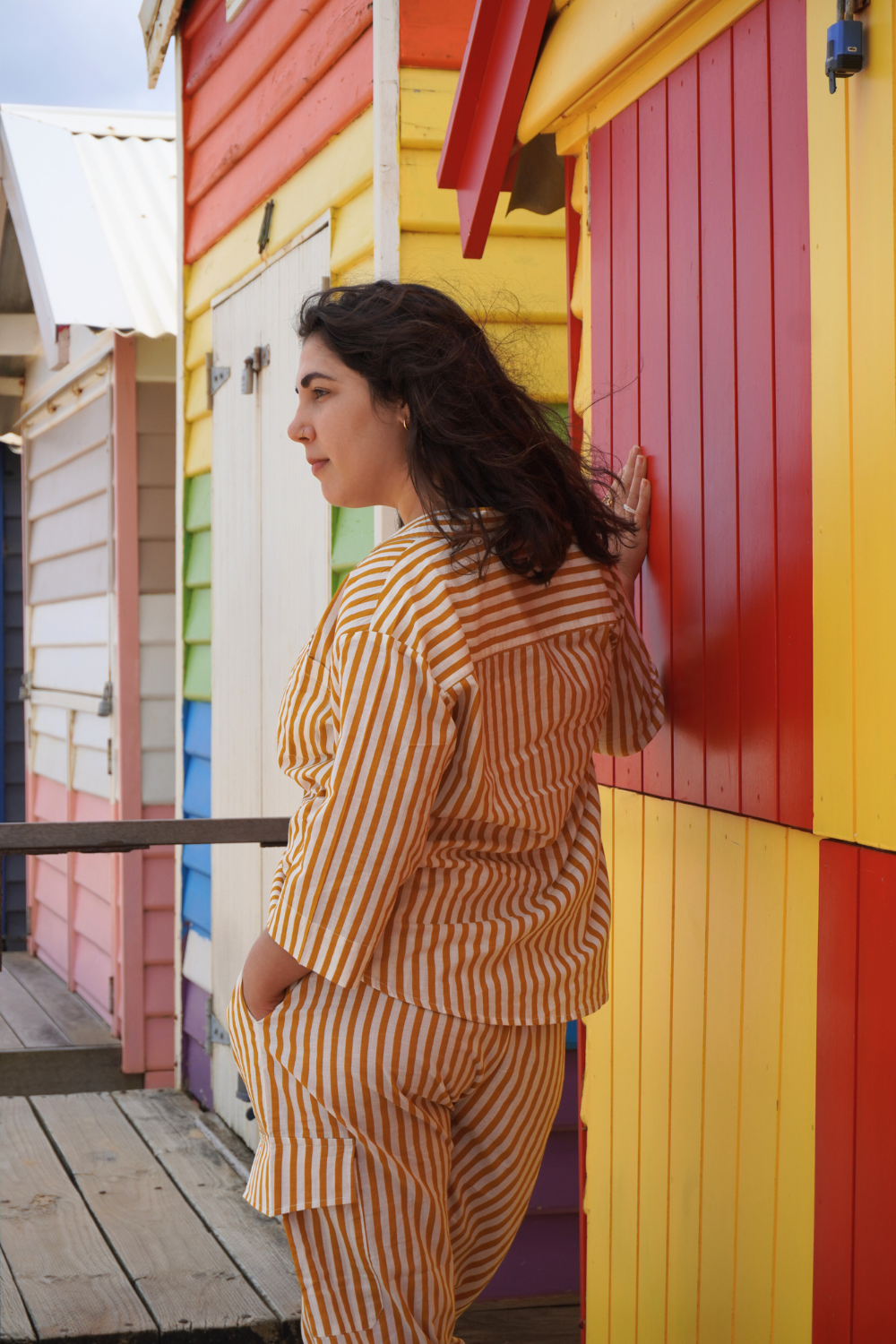 Saans Mustard Stripe Set